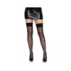 Leopard Net Thigh Wide Band Top Os Blk
