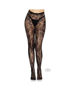 Seamless Chantilly Floral Tights Os Blk