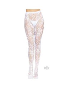 Seamless Chantilly Floral Tights Os Wht