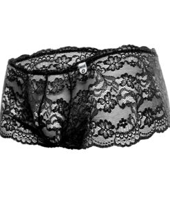 Rose Lace Boy Short Black S/M