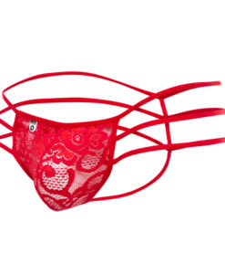 Triple Lace String Thong Red L/Xl