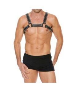 Premium Leather D-ring Zipper Bulldog Harness S/m Black
