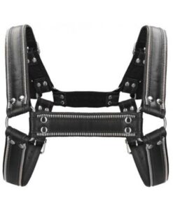 Alternative view of Premium Leather D-ring Zipper Series Bulldog Harness L/xl Black