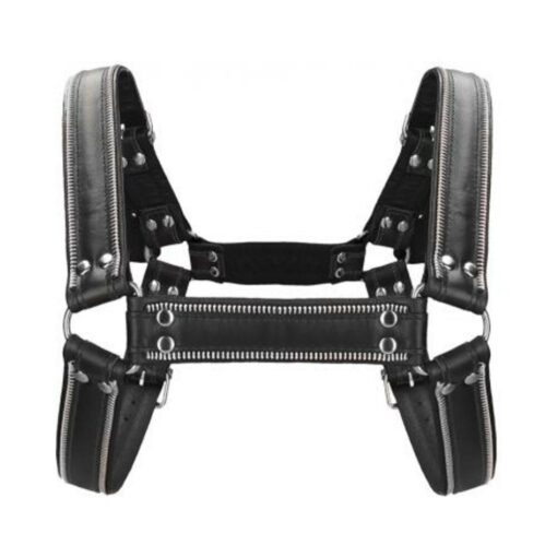 Premium Leather D-ring Zipper Series Bulldog Harness L/xl Black - Image 2