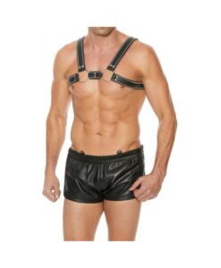 Premium Leather O-ring Zipper Series Bulldog Harness S/m Black