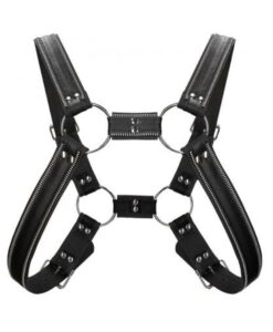 Alternative view of Premium Leather O-ring Zipper Series Bulldog Harness S/m Black