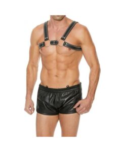 Premium Leather O-ring Zipper Series Bulldog Harness L/xl Black