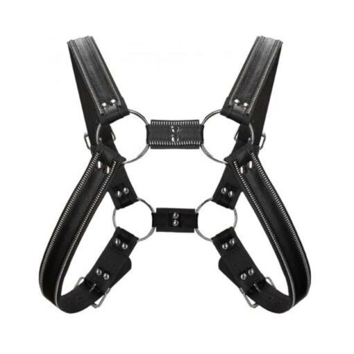 Premium Leather O-ring Zipper Series Bulldog Harness L/xl Black - Image 2
