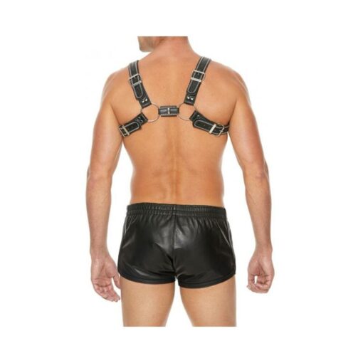 Premium Leather O-ring Zipper Series Bulldog Harness L/xl Black - Image 3