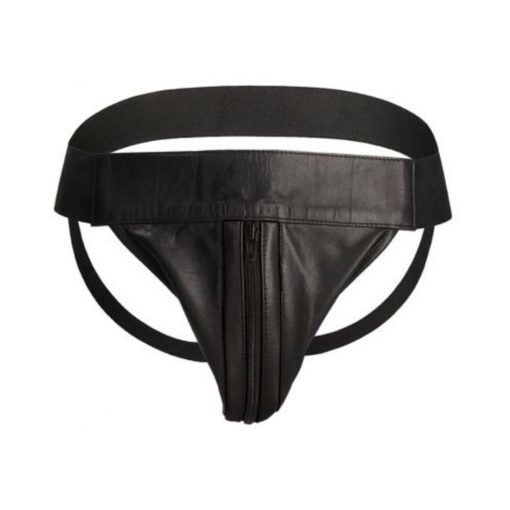 Premium Leather Zipper Front Jock L/xl Black - Image 2