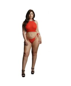 Shots Le Desir Festive Rhinestone Top And Thong Osx Red