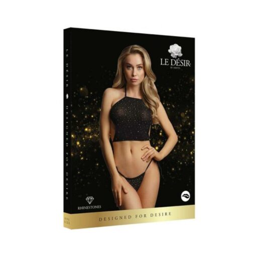 Shots Le Desir Festive Rhinestone Top And Thong Os Black - Image 3