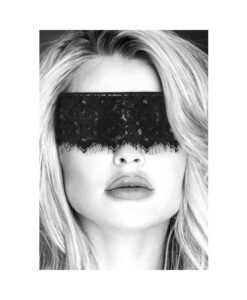 Ouch! Black & White Lace Mask With Elastic Straps Black