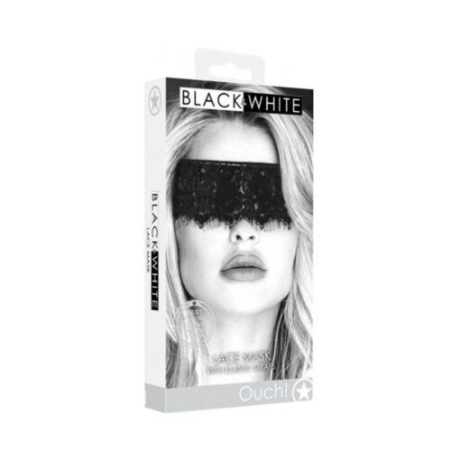 Ouch! Black & White Lace Mask With Elastic Straps Black - Image 2