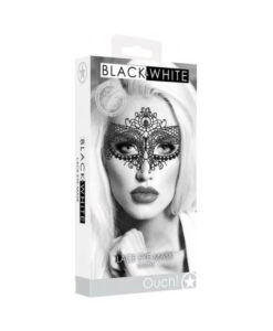 Alternative view of Ouch! Black & White Lace Eye Mask Queen Black
