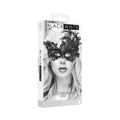 Ouch! Black & White Lace Eye Mask Royal Black - Image 2
