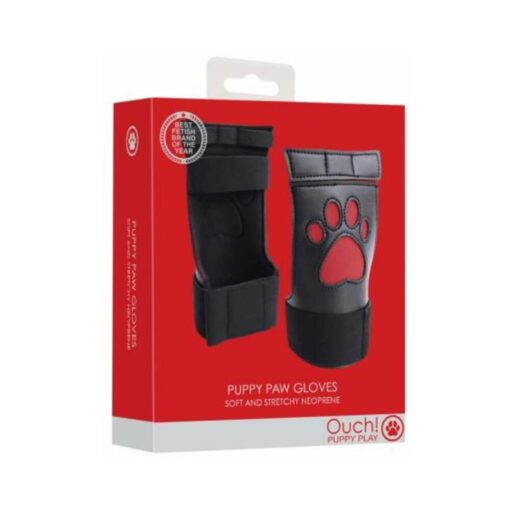 Ouch Neoprene Puppy Paw Gloves Red - Image 2