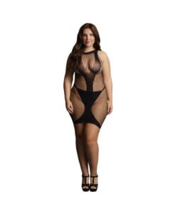 Shots Le Desir High-neck Net Contrast Mini Dress Black Qs