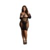 Shots Le Desir Contrast Net Long-sleeved Mini Dress Black Qs