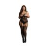Shots Le Desir Suspender Rhinestone Bodystocking Black Qs