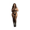Shots Le Desir Lace Suspender Bodystocking With Round Neck Black Qs