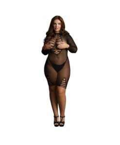 Shots Le Desir Long Sleeve Fishnet Dress Black Qs