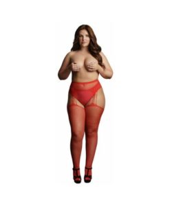 Shots Le Desir Suspender Rhinestone Pantyhose Red Qs