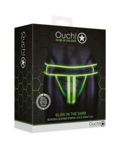 Ouch! Glow Striped Jock Strap - Glow In The Dark - Green - S/m