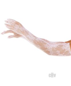 Seamless Opera  floral Net Gloves Os Wht