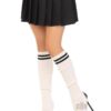 Rib Stirrup Leg Warmers Stripe Os Wht