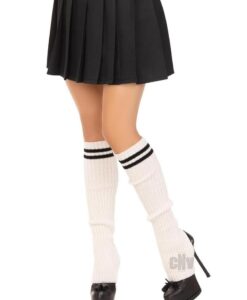 Rib Stirrup Leg Warmers Stripe Os Wht
