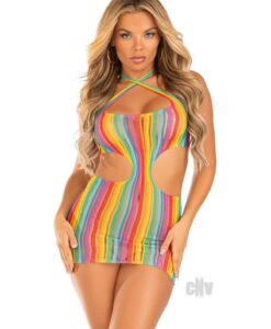 Rainbow Stripe Cross Halter Mini Os