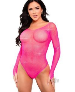Crystal Long Sle Thong Suit Snap Os Pnk