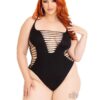 Seamless Shred Racer Thong Suit 1x2x Blk