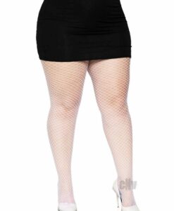 Spandex Indust Net Tights 1x-2x Wht