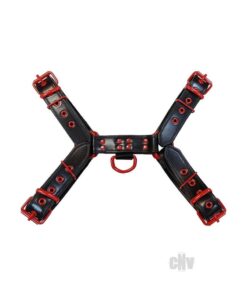 Leather O T Harness Blk/red Md