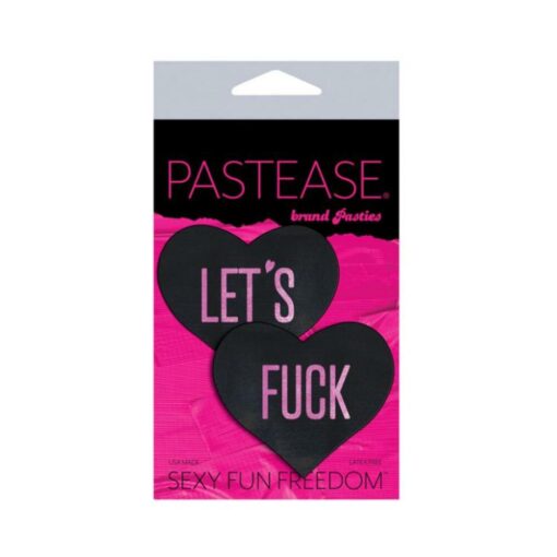 Pastease Let's F*ck Hearts Black O/S Pasties - Image 2