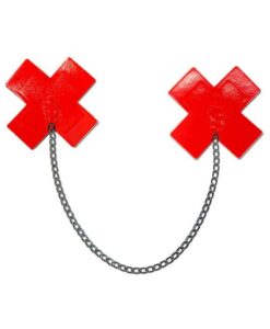 Pastease Faux Latex Red Plus X W/ Chunky Silver Chain