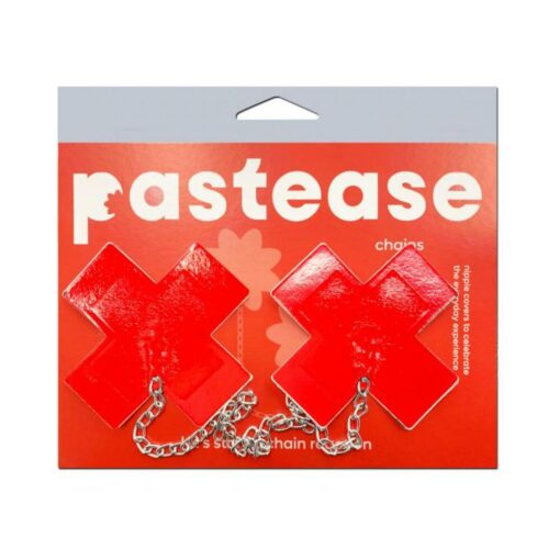 Pastease Faux Latex Red Plus X W/ Chunky Silver Chain - Image 2