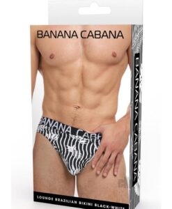 Banana Cabana Bikini Lg/xl Blk/wht