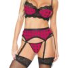 Bra Garter Gstring Plaid Pnk Lg