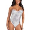 Sequin Bone Snap Bodysuit Strap Sm Slv