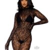 Seamless Leopard Glove Catsuit Os Blk