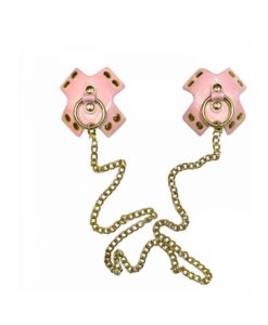 Neva Nude Pierced 'n Punked Pink Leather Gold Chain Reusable Silicone Nipplecoverpasties
