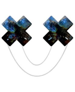 Neva Nude Midnight Sky Black Wet Holographic Vinyl Chained X Factor Nipple Cover Pasties