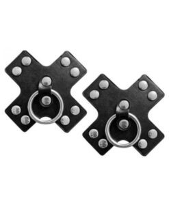 Nipplicious Seducer Leather Pasties With Ring Black