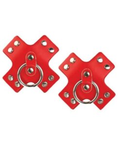 Nipplicious Seducer Leather Pasties With Ring Red