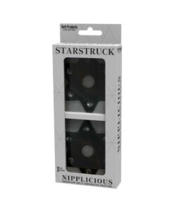 Nipplicious Starstruck Star-shaped Leather Pasties With Studs & Nipple Hole Black