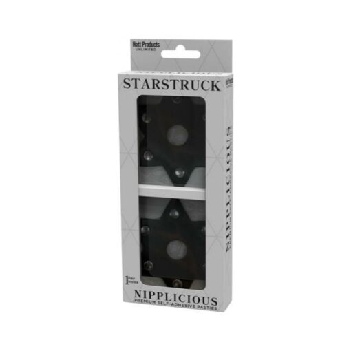 Nipplicious Starstruck Star-shaped Leather Pasties With Studs & Nipple Hole Black
