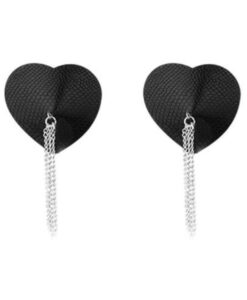 Nipplicious Dominatrix Leather Collar & Pasties With Chain Black